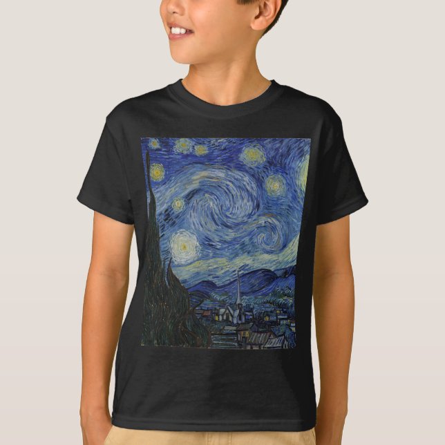 Camiseta Vincent Van Gogh - Noche estrellada. Pintura de ar (Anverso)