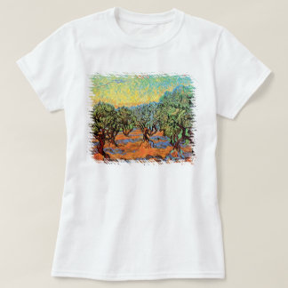 Camiseta Vincent Van Gogh - Olivar con cielo anaranjado