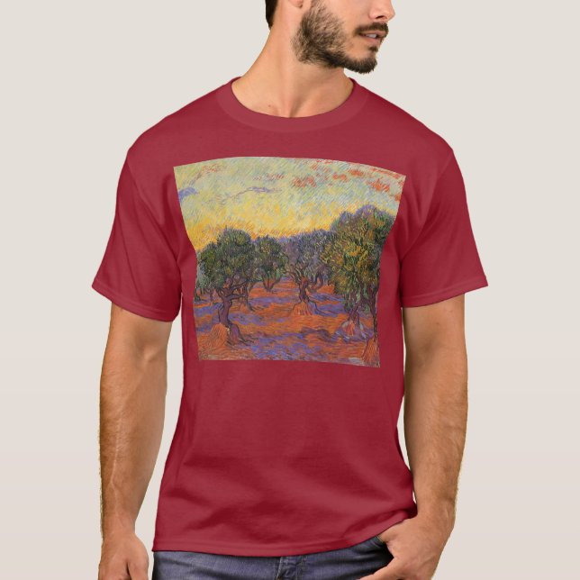 Camiseta Vincent van Gogh - Olive Grove, Naranja Sky (Anverso)