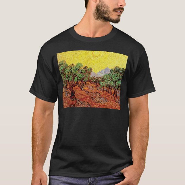 Camiseta Vincent Van Gogh - Olivos Con Cielo Amarillo (Anverso)