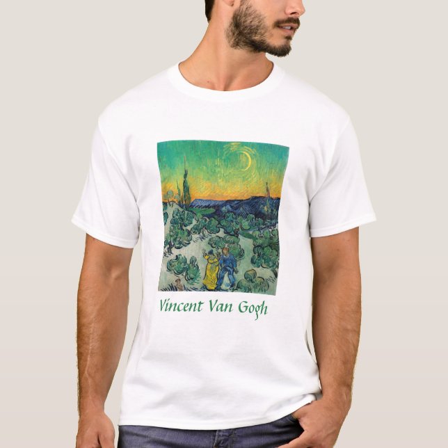 Camiseta Vincent van Gogh - Paisaje iluminado por luna con  (Anverso)