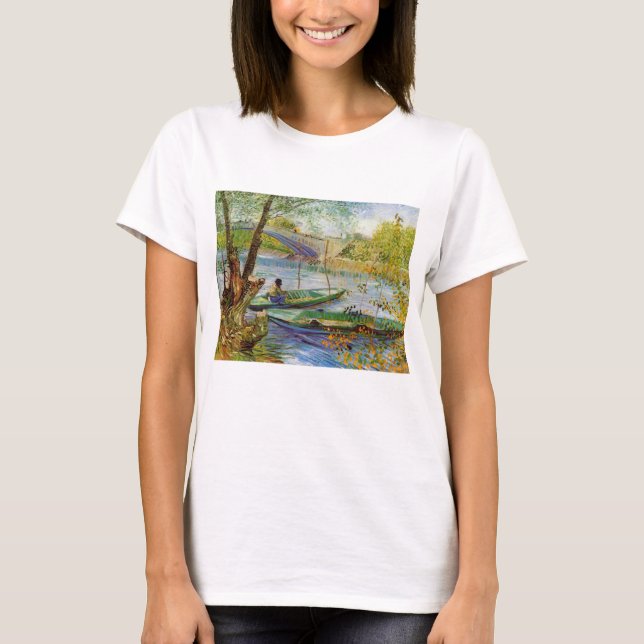 Camiseta Vincent Van Gogh, pescando en primavera (Anverso)