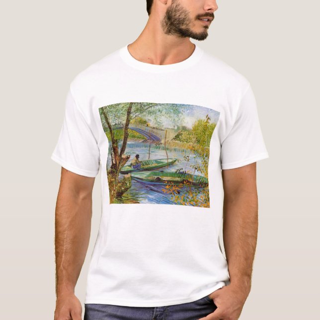 Camiseta Vincent Van Gogh, pescando en primavera (Anverso)