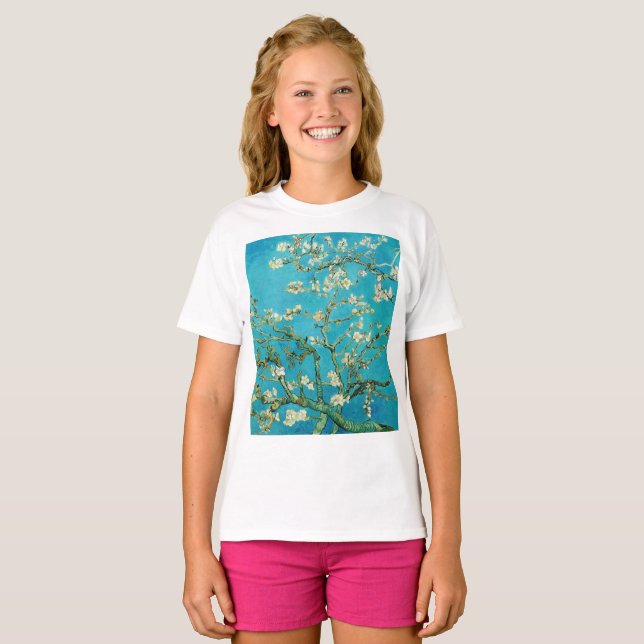 Camiseta Vincent Van Gogh pintando Almendros en Flor (Anverso completo)