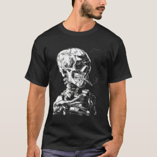 Camiseta Vincent Van Gogh Skull Con Cigarette Skeleton Hal