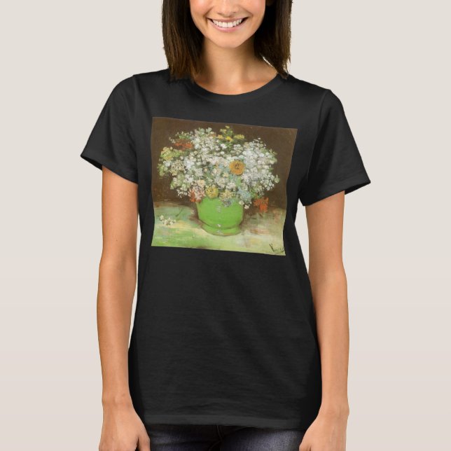 Camiseta Vincent van Gogh - Vase con Zinnias y flores (Anverso)