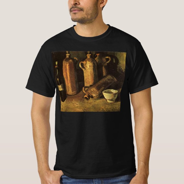 Camiseta Vincent van Gogh - Vida fija con 4 botellas de pie (Anverso)