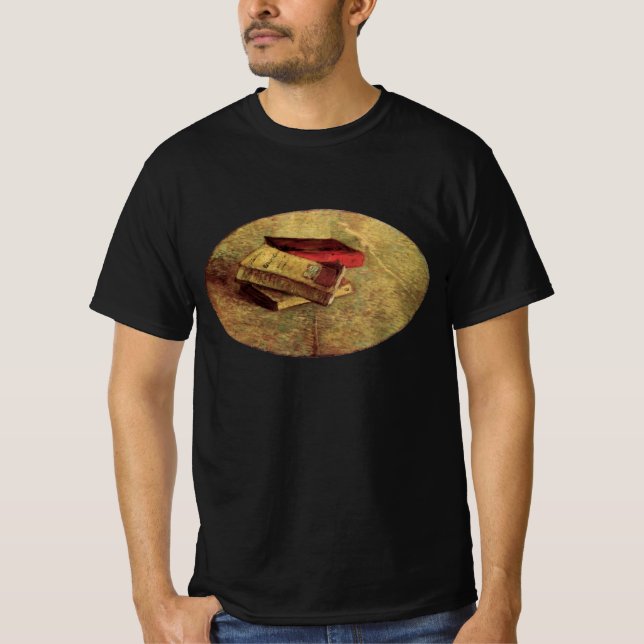 Camiseta Vincent van Gogh - Vida fija con tres libros (Anverso)