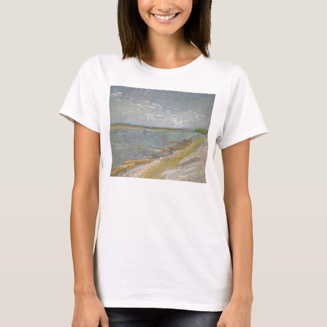 Camiseta Vincent van Gogh - Vista de un río con barcos de r (Anverso)