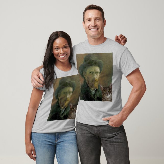 Camiseta Vincent Van Gogh y su gato (Unisexo)
