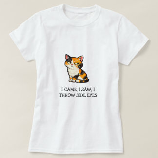 Camiseta Vine Miré Tiré Ojos de Reojo Gato Calico Divertido