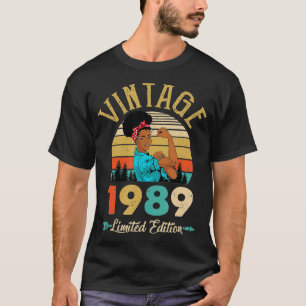 Camiseta Viñeta 1989 33º Cumpleaños Afro Mujer Negra 33 Año