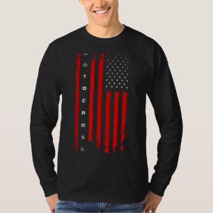 Camiseta Viñeta Bandera Estadounidense Motocross Dirt Bike 