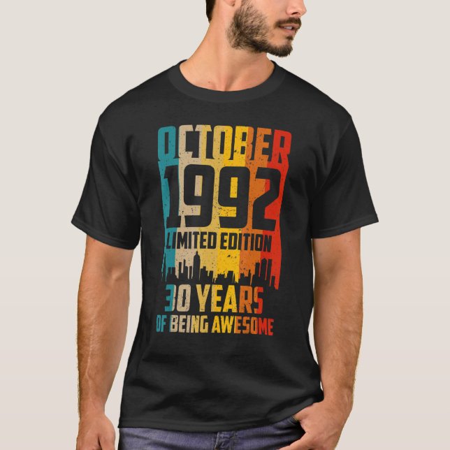 Camiseta Viñeta de 30 años Octubre 1992 30º cumpleaños (Anverso)
