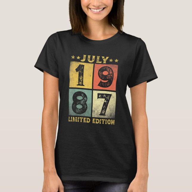 Camiseta Viñeta de 34 años Julio 1987 34º cumpleaños (Anverso)