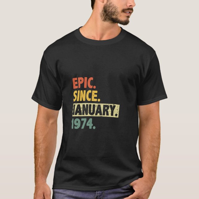 Camiseta Viñeta de 50 años de edad desde enero de 1974 50th (Anverso)