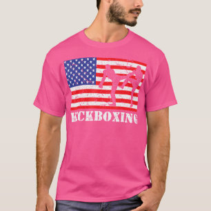 Camiseta Viñeta De Bandera Estadounidense De Kickboxing En