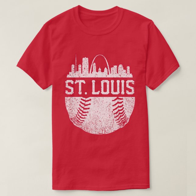 Camiseta Viñeta de béisbol Retro St Louis (Diseño del anverso)