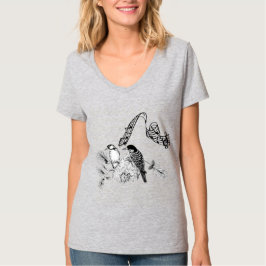 Camiseta Viñeta de Carpintero Rústico País Amor Aves