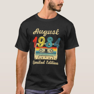 Camiseta Viñeta De Cassette De Agosto De 1984 37º Cumpleaño