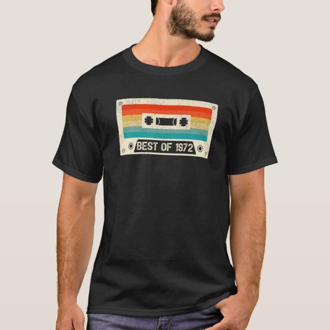 Camiseta Viñeta De Cinta Cassette De 50 Años Mejor De 1972  (Anverso)