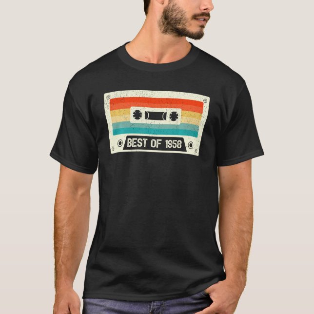 Camiseta Viñeta De Cinta Cassette De 64 Años Mejor De 1958  (Anverso)