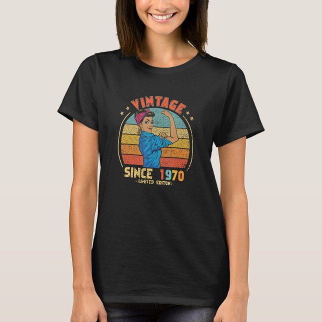 Camiseta Viñeta de cumpleaños 52 retro desde 1970 (Anverso)