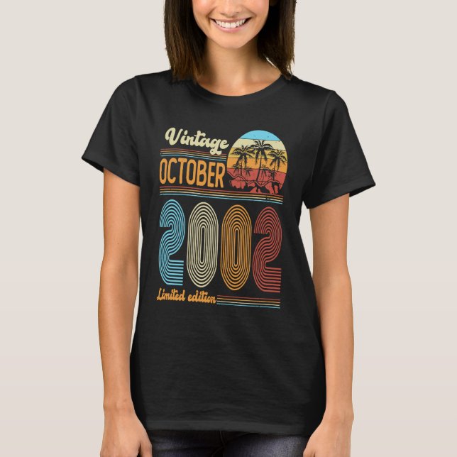Camiseta Viñeta de cumpleaños de 21 años Octubre 2002 Mujer (Anverso)