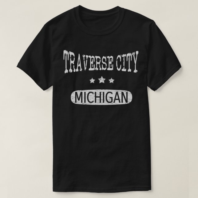 Camiseta Viñeta de la ciudad de Traverse Michigan  (Diseño del anverso)
