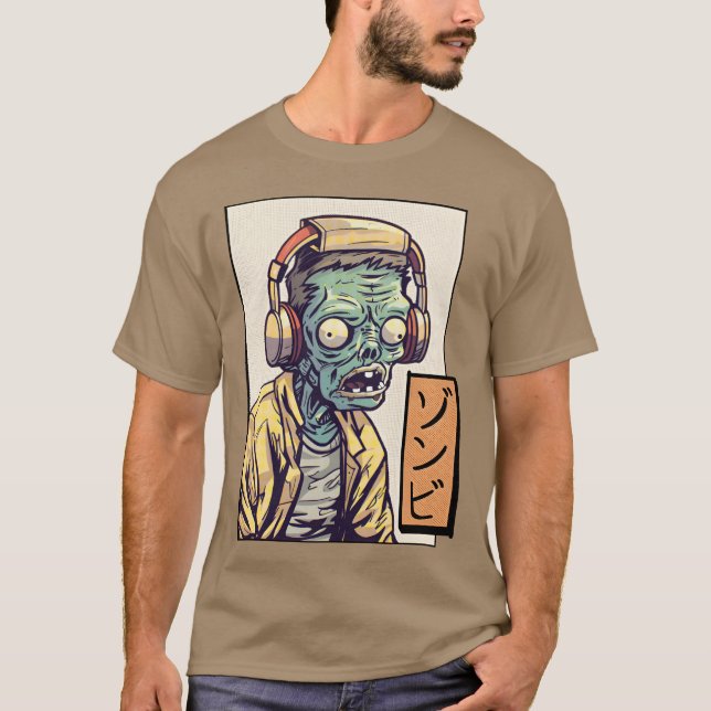 Camiseta Viñeta de música para escuchar zombie (Anverso)