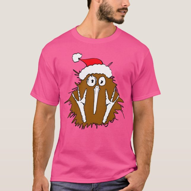 Camiseta Viñeta de pájaro de Xmas Kiwi (Anverso)