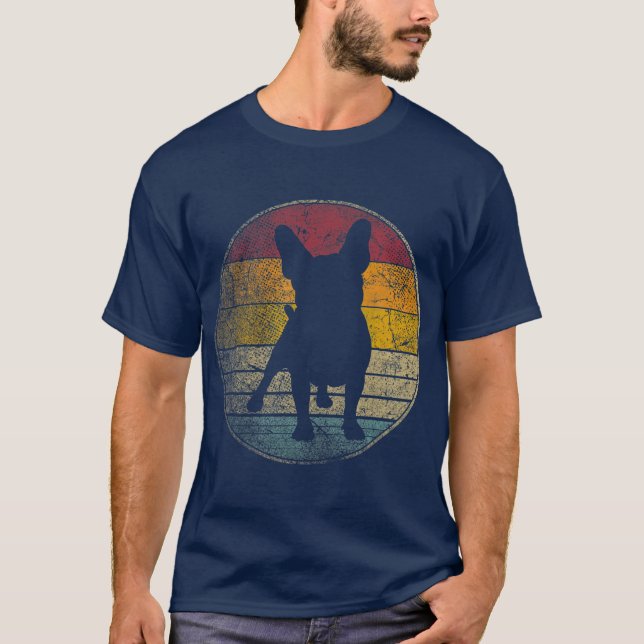Camiseta Viñeta de perro de Bulldog francés angustiada retr (Anverso)