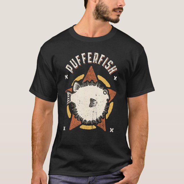 Camiseta Viñeta de Pufferfish Retro Classic Animal (Anverso)