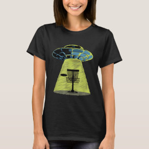 Camiseta Viñeta divertida de golf de disco de tema alieníge