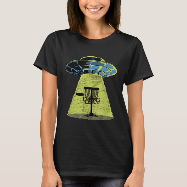 Camiseta Viñeta divertida de golf de disco de tema alieníge (Anverso)