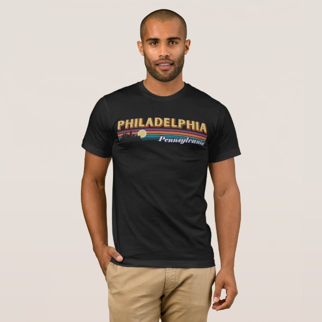 Camiseta Viñeta Filadelfia Pennsylvania Retro Stripe (Anverso completo)