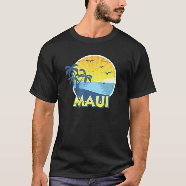 Camiseta Viñeta Maui Aloha Island Surfing 70 Retro (Anverso)
