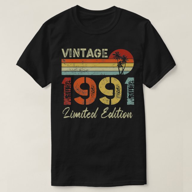 Camiseta Viñeta Nacida En 1991 Año de Cumpleaños Fiesta Bod (Diseño del anverso)