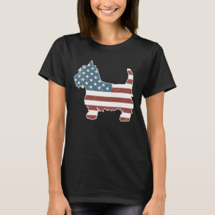 Camiseta Viñeta Patriota Westie Perro Westie Silhouette