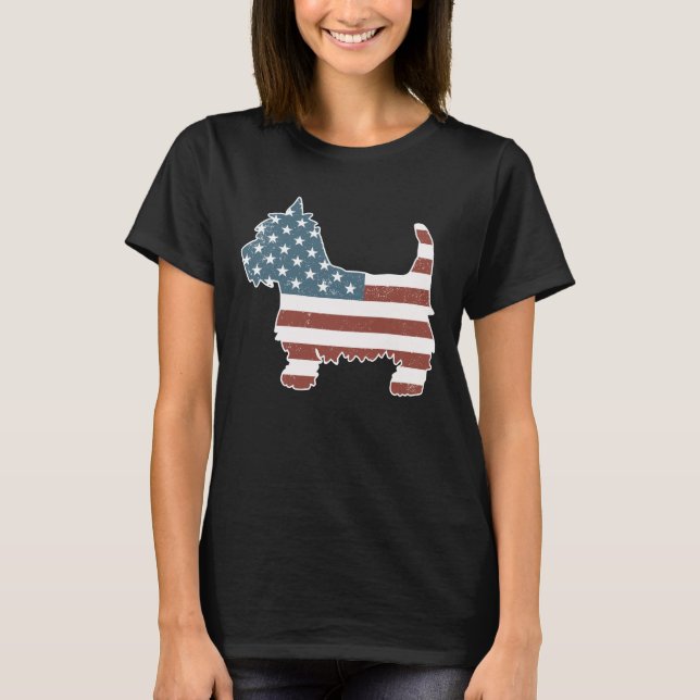 Camiseta Viñeta Patriota Westie Perro Westie Silhouette (Anverso)