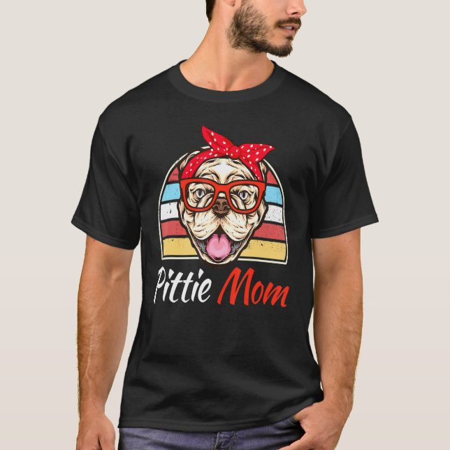Camiseta Viñeta Pittie Mamá Americana Pitbull Terrier Dog (Anverso)