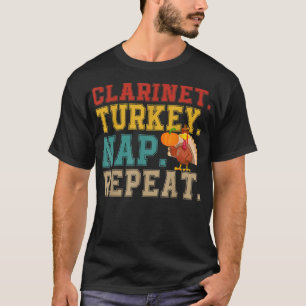 Camiseta Viñeta Retro Clarinet Turquía Instrumento de repet