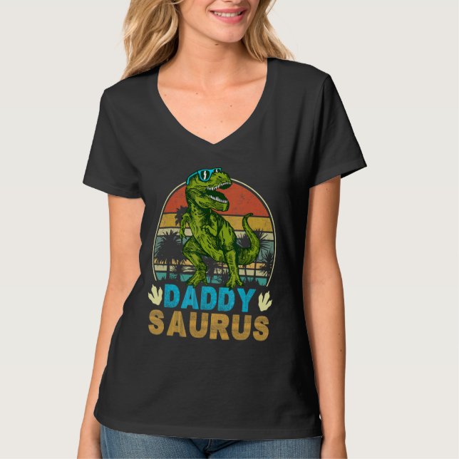 Camiseta Viñeta Retro Daddysaurus Dinosaur Trex (Anverso)