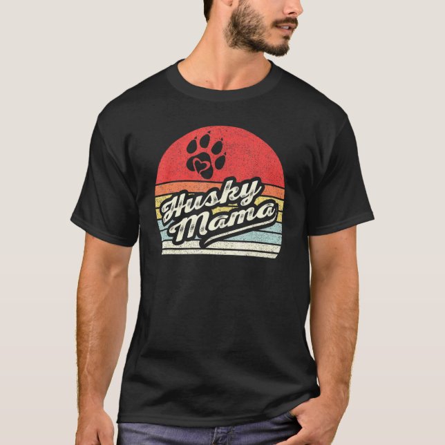 Camiseta Viñeta Retro Husky Mama Siberian Husky Dueño (Anverso)