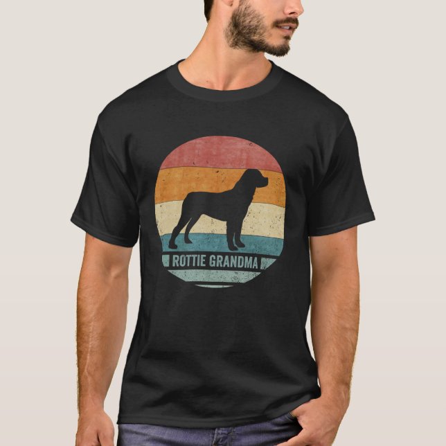Camiseta Viñeta Retro Rottweiler Abuela Rottie Silhouette (Anverso)
