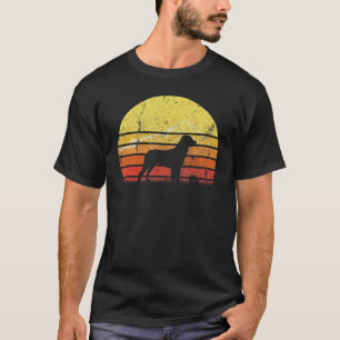 Camiseta Viñeta Retro Rottweiler Perro Silhouette Sunset Di