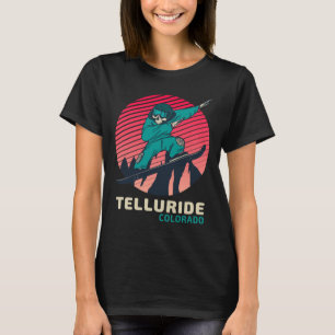 Camiseta Viñeta Retro Snowboarding Skeleton Telluride Colo