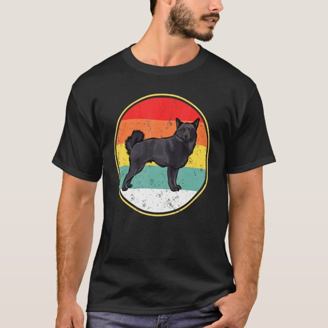 Camiseta Viñeta Retro Sunset Schipperke Perro (Anverso)