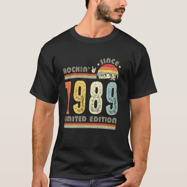Camiseta Viñeta Rockin 1989 Desde 1989 33er cumpleaños 33 a (Anverso)
