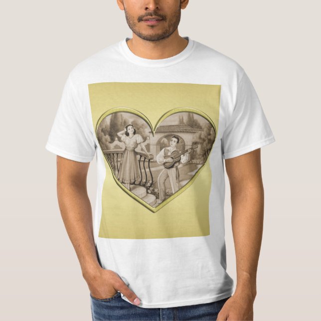 Camiseta Viñeta Romance, hombre y mujer, oro (Anverso)
